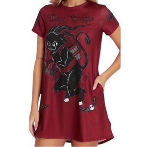 NWOT Blackmilk Merry Krampus Swing Tee Dress ~ LIMITED Size Small